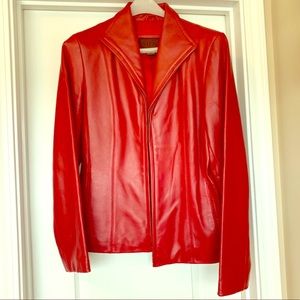 EUC Siena Red Leather Coat size Small